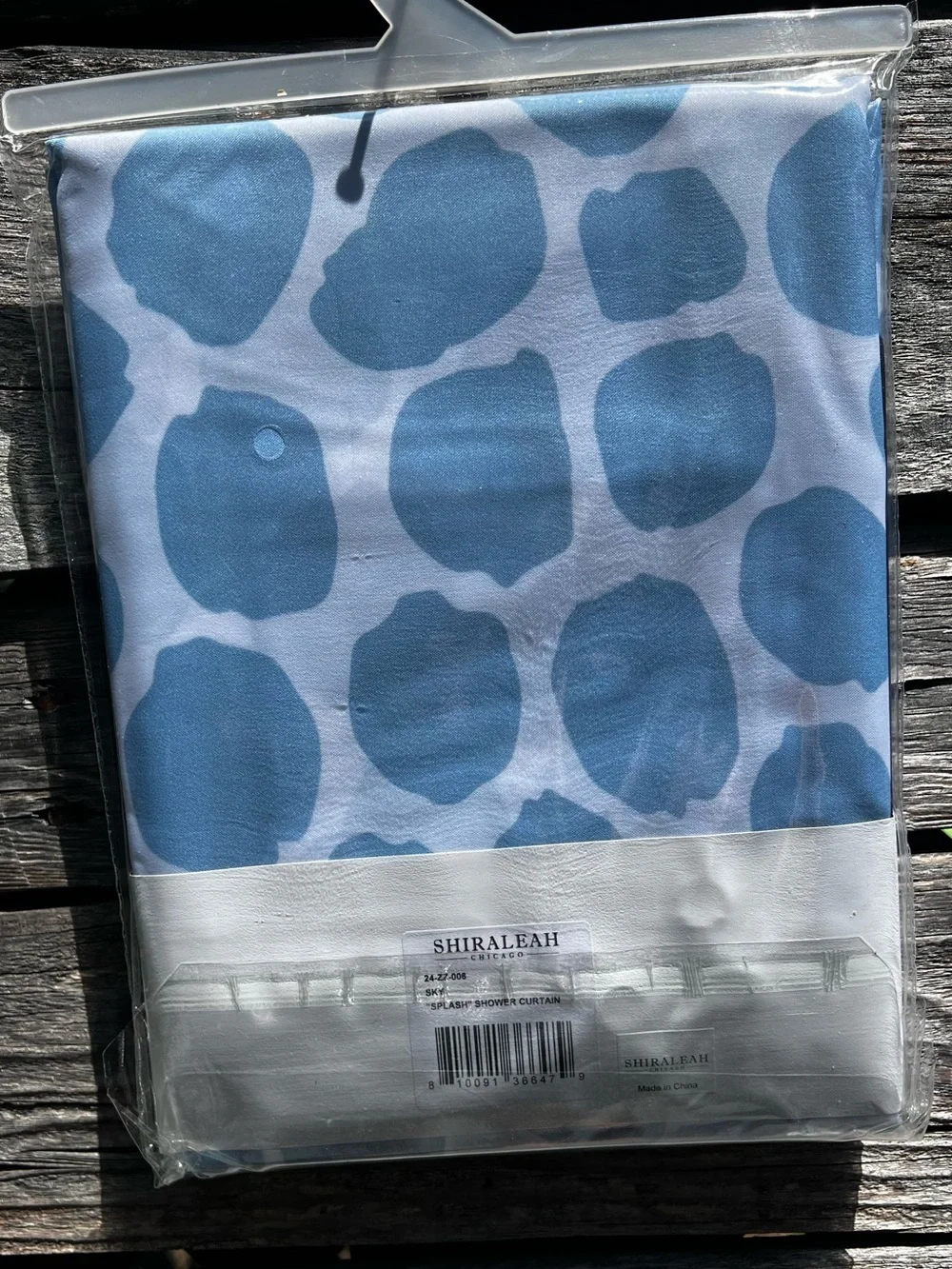 🚿NEW w/tags Shiraleah SPLASH Shower Curtain White Blue Fabric 72x72